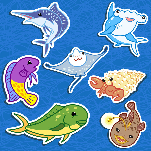 Cute sea animal stickers06 - Vektor, Bild