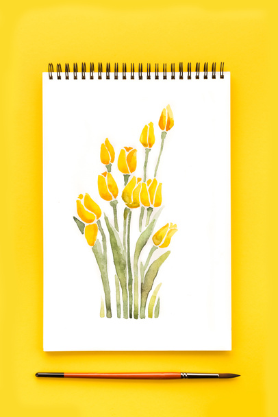 Blumen zeichnen und Pinsel - Foto, Bild