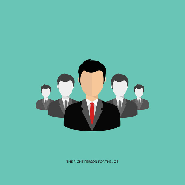 Find the right person for the job concept. Green background. Flat vector illustration. - Vector, Image