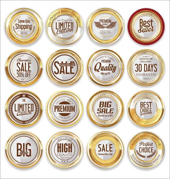 Sale retro vintage golden badges and labels  - Vecteur, image
