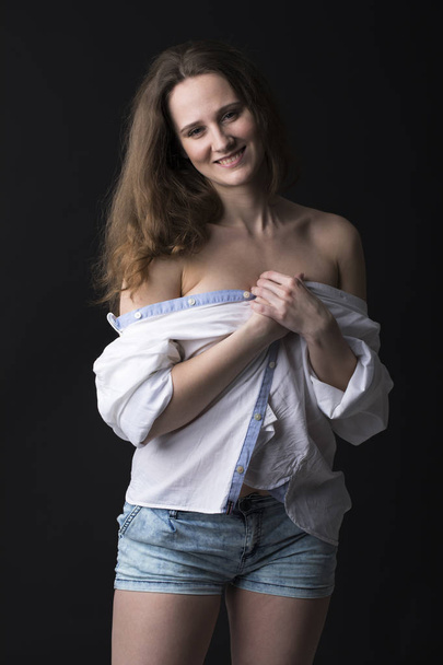 Closeup portrait of young brunette woman  - Fotografie, Obrázek
