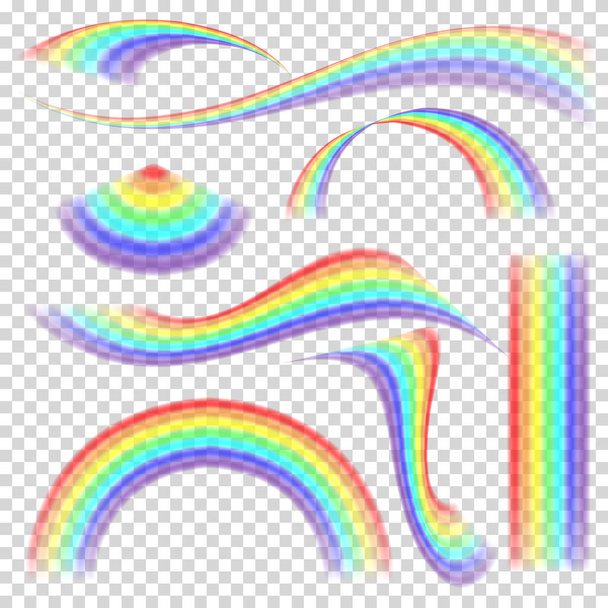 Rainbow Set Vector. Different Shape Collection. Realistic Rainbow Set Isolated On Transparent Background. - Vector, Image