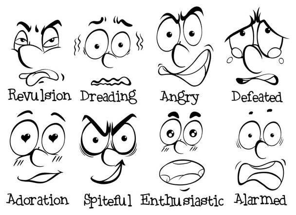 Lidské tváře s různými emocemi - Vektor, obrázek