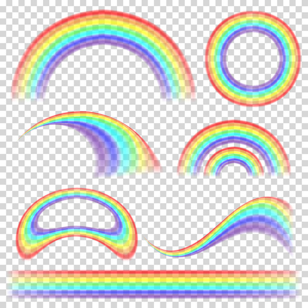 Rainbow Set Vector. Collezione di forme diverse. Realistico set arcobaleno isolato su sfondo trasparente
. - Vettoriali, immagini