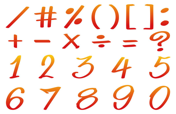 Numbers and math signs in red color - Vektor, obrázek
