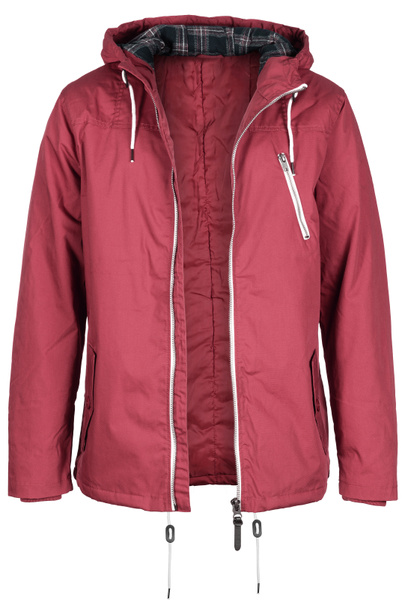 Warm unzipped dark pink jacket with hood - Photo, Image