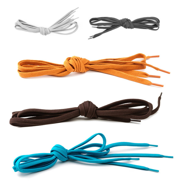 Shoelaces in many color on white background - Photo, Image