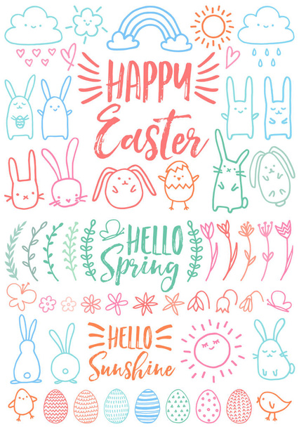 Happy Easter, set of vector doodles - Vector, Image