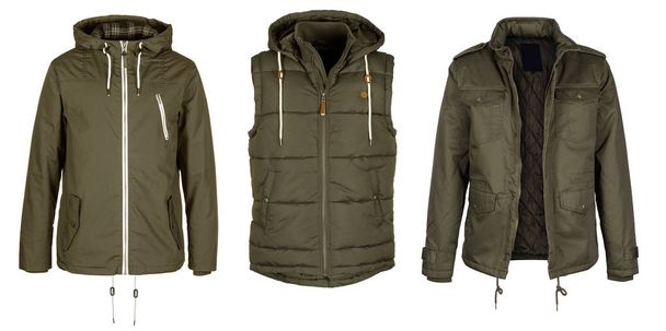 Two jackets and vest in green olive color  - Photo, Image