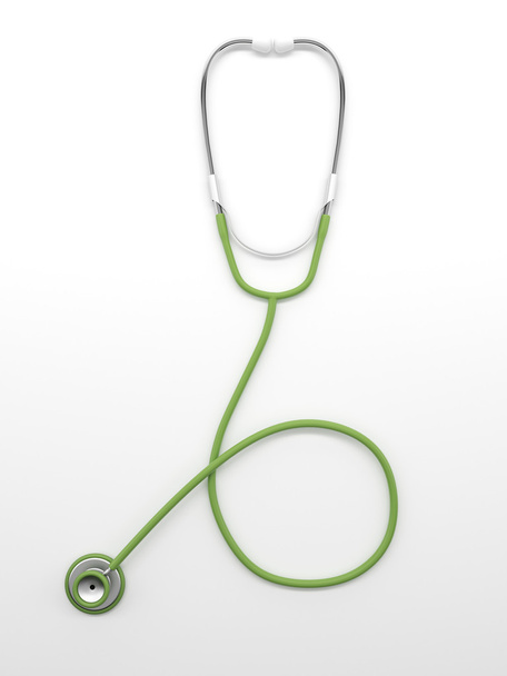 Green stethoscope isolated on white - Fotografie, Obrázek