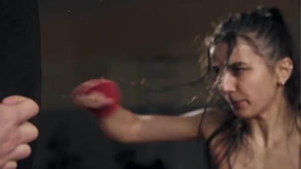 Young woman doing punches - Felvétel, videó