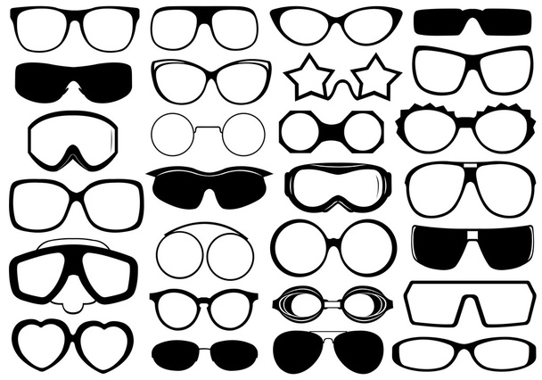 verschillende brillen geïsoleerd - Vector, afbeelding