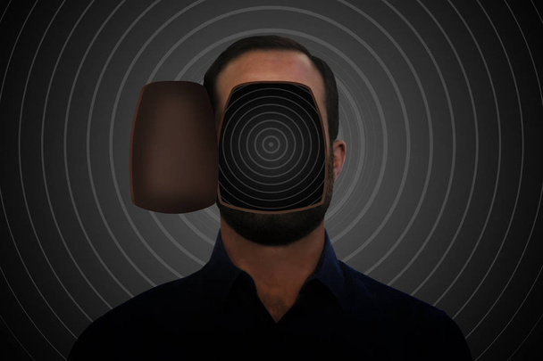 Concentric waves coming out of an opened man's head. - Photo, Image