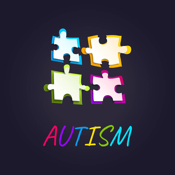 Autism awareness puzzle poster - Vector, Imagen
