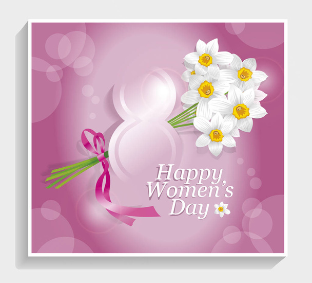 8 March International women's day greeting card calligraphy - Vector, afbeelding