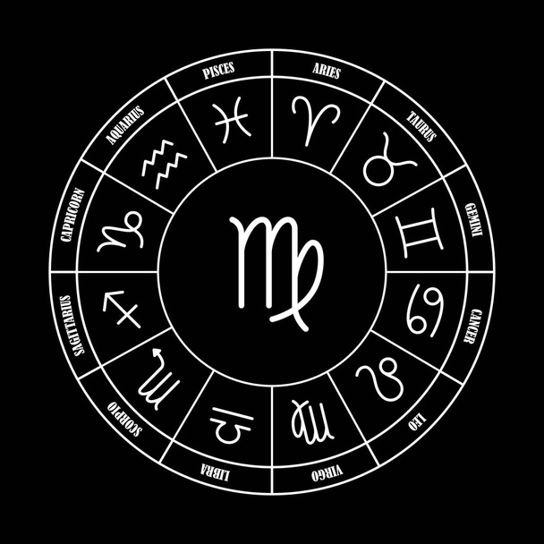 Virgo astrología cantar en círculo zodiacal
 - Vector, imagen