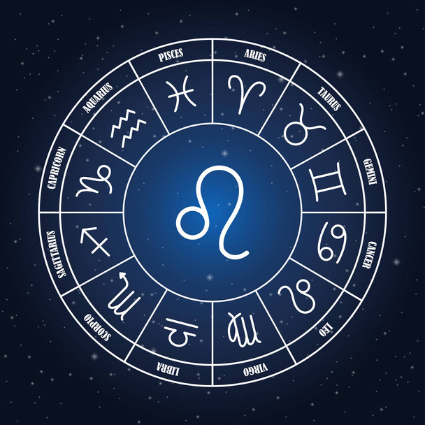 Leo astrology sing in zodiac circle  - Vector, Image
