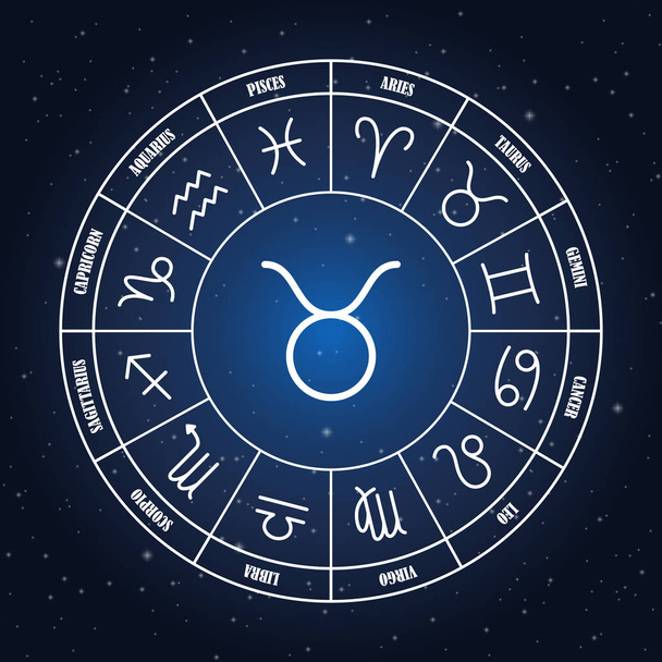 Taurus astrology sing in zodiac circle - Vector, Image