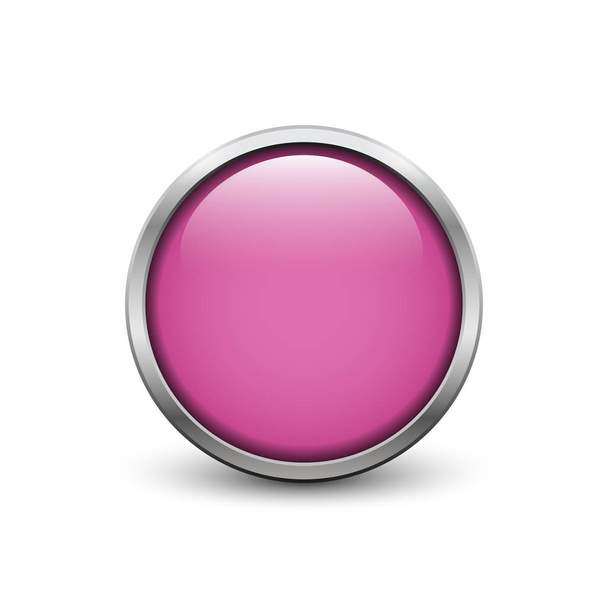 Розовая кнопка с металлической рамой
 - Вектор,изображение