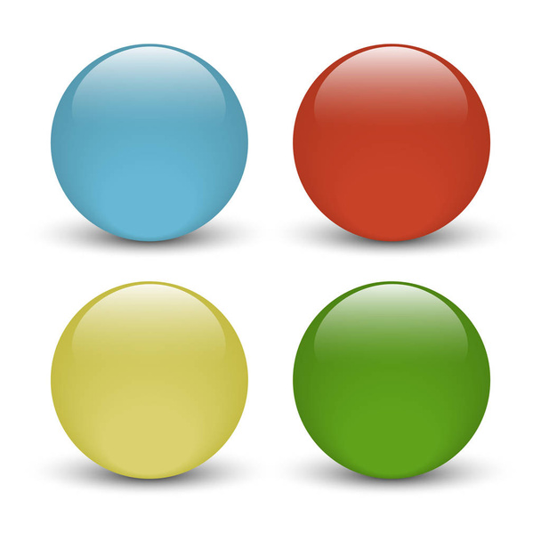 Conjunto de quatro botões de vidro coloridos
  - Vetor, Imagem