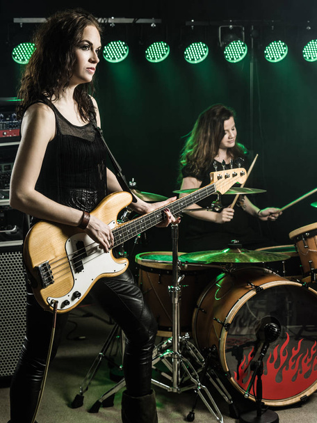Women playing in the rock band - Photo, image