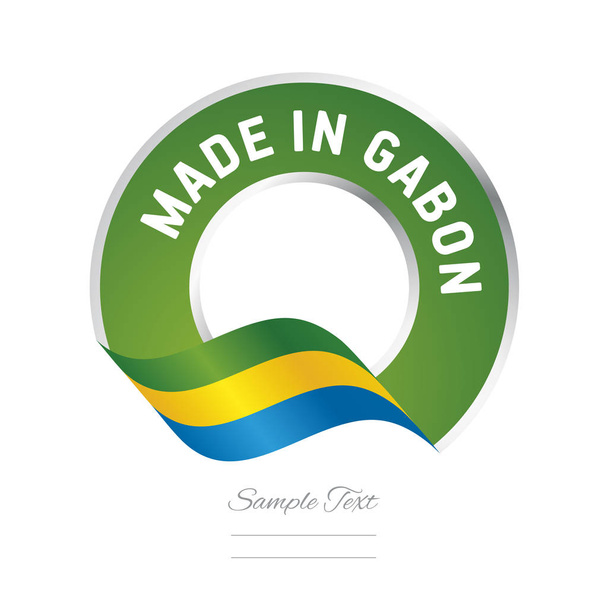 Feito em Gabão bandeira cor verde rótulo logotipo ícone
 - Vetor, Imagem
