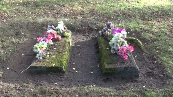 Two ancient All Soul’s Day grave in cemetery - Footage, Video