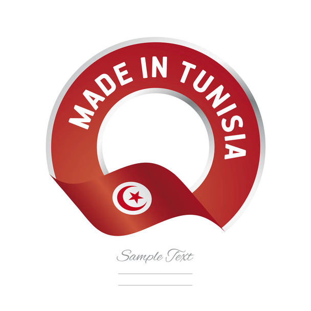 Made in Tunísia bandeira cor vermelha rótulo logotipo ícone
 - Vetor, Imagem