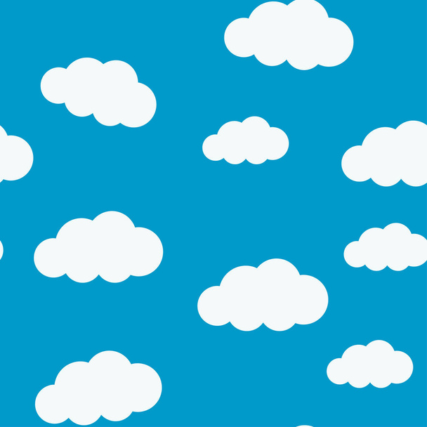 Blue sky with clouds, vector seamless pattern - Vector, Image