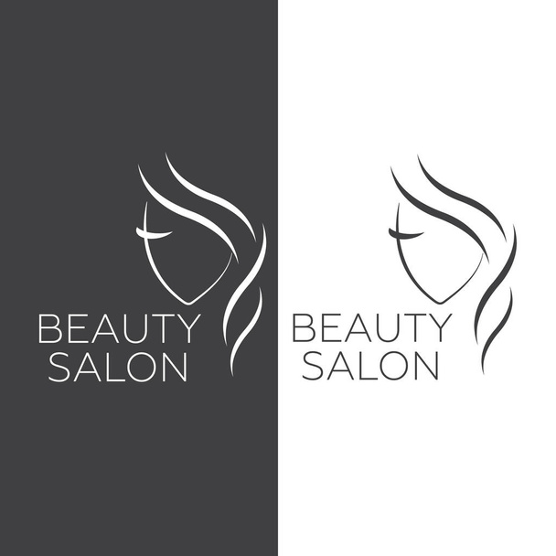 Beautiful woman face logo template for hair salon vector - Vector, Image