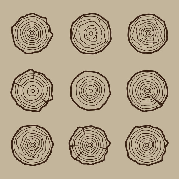 Tree rings background and saw cut tree trunk Conceptual graphics - Vector, Image