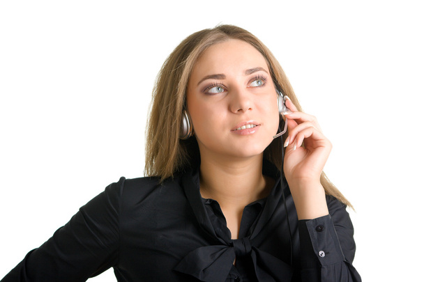 Vrouw in koptelefoon - Foto, afbeelding