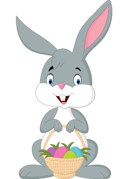 Easter bunny with bucket of eggs - Vector, Image
