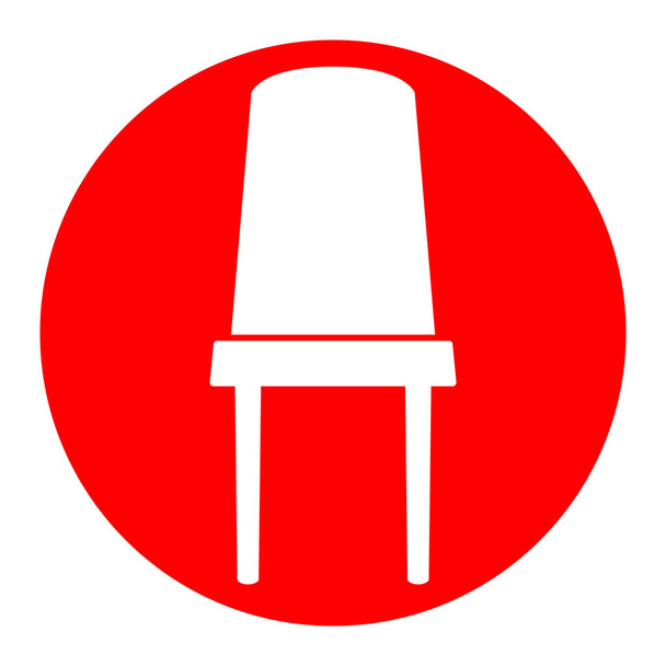 Bürostuhlschild. Vektor. weißes Symbol in rotem Kreis auf weißem Hintergrund. isoliert. - Vektor, Bild
