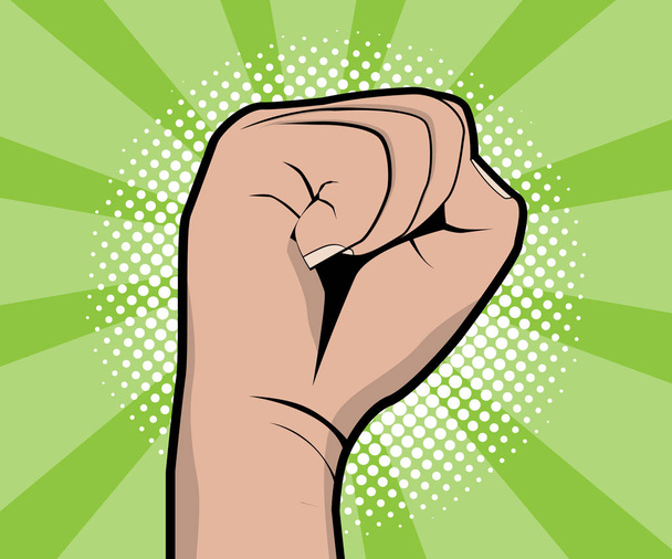 рука кулак революція поп-арт, фон коміксів
 - Вектор, зображення