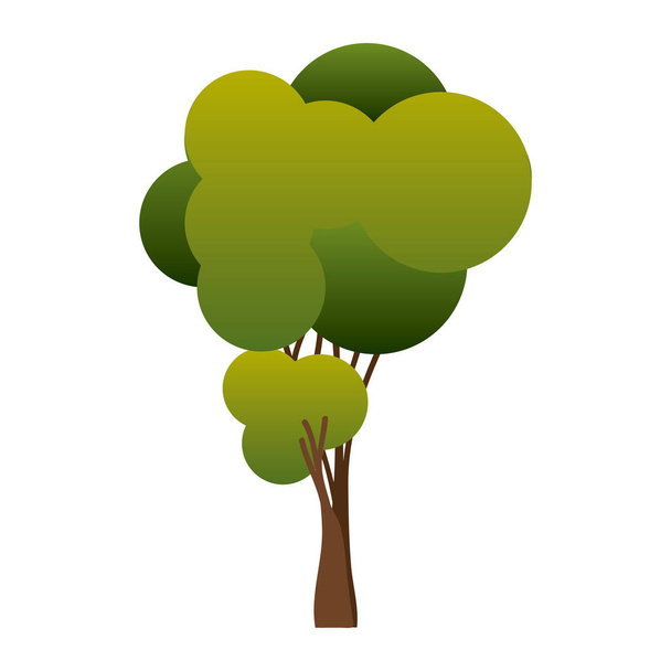 πολύχρωμο σιλουέτα δέντρο με φύλλα στρογγυλεμένο σχήμα - Διάνυσμα, εικόνα