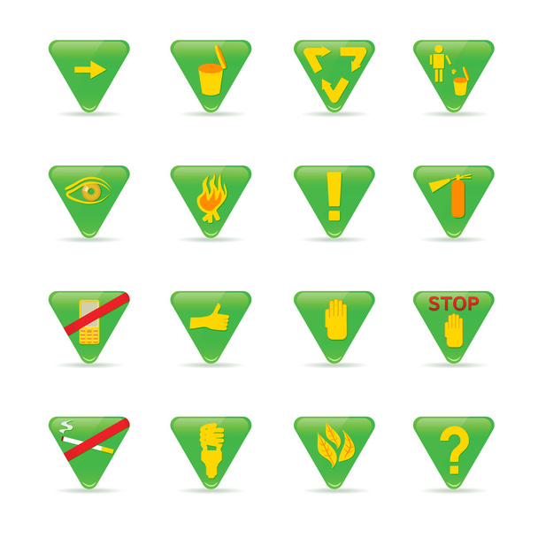 Icon set Green triangles ecology - Vector, Image
