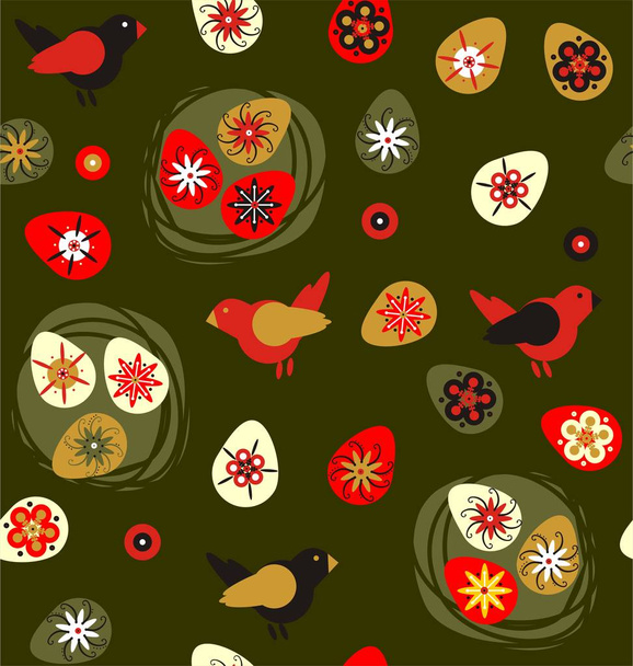 Birds with Easter eggs and nest - Vector, Image