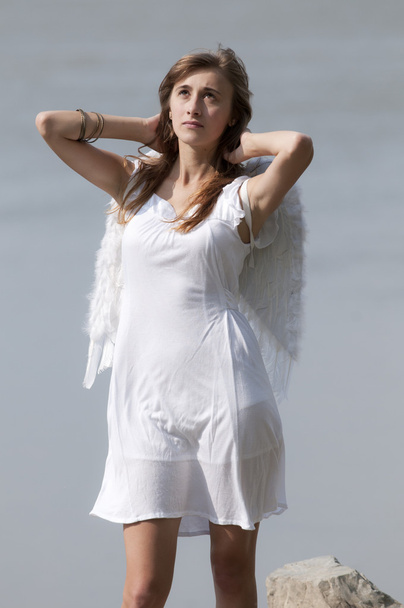 White Angel Brunette Girl - Valokuva, kuva
