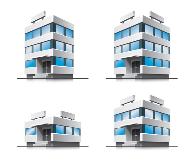 Четыре мультипликационных офисных здания
. - Вектор,изображение