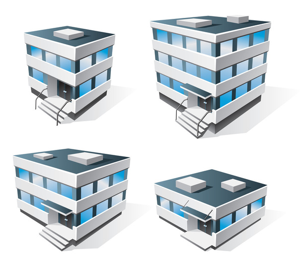 Четыре офисных здания иконы мультфильмов
 - Вектор,изображение