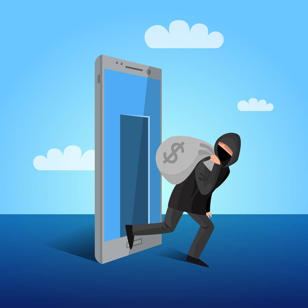 Smartphone Hacking okno alegoryczne płaskie plakat  - Wektor, obraz