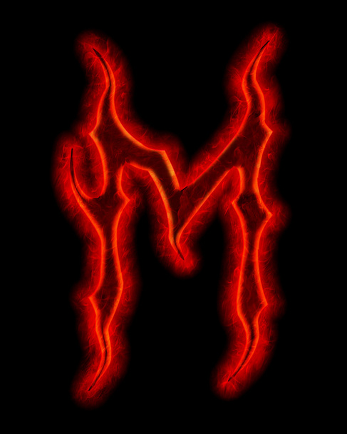Devil fire font - letter M - Фото, изображение