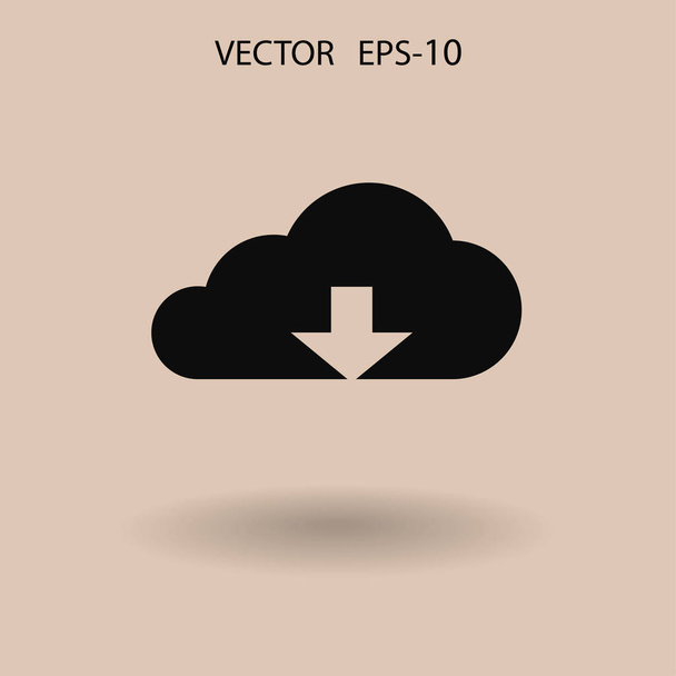 Flat icon of download cloud. vector illustration - Vetor, Imagem