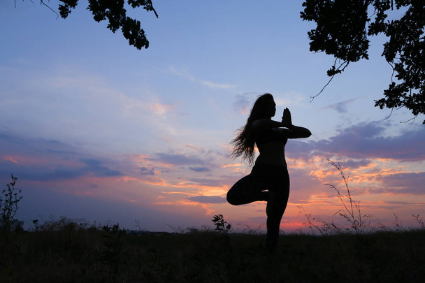 Çeşitli pozlar gösterilen ve alanında açık havada dans ince kız - Fotoğraf, Görsel