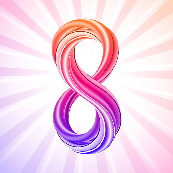 Barevné číslo osm ikona, symbol 8. března - Vektor, obrázek