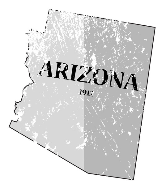 Estado do Arizona e mapa de data Grunged
 - Vetor, Imagem