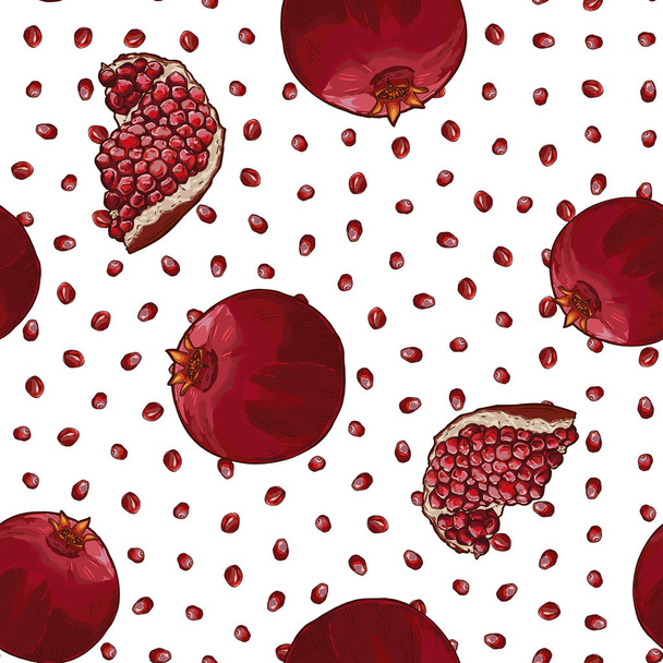 Seamless Vector Pomegranate Pattern - Vektor, obrázek