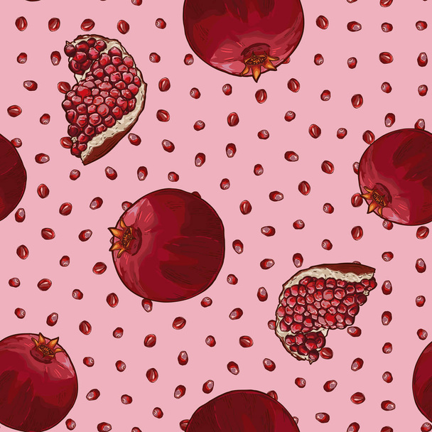 Seamless Vector Pomegranate Pattern - Vector, Image