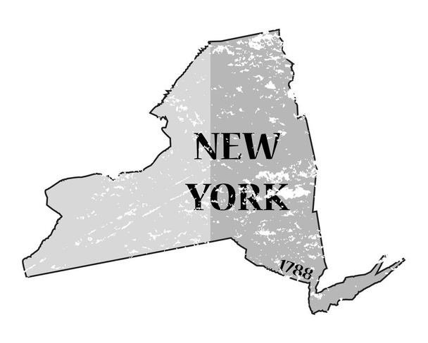 New York eyaleti ve Tarih harita Grunged - Vektör, Görsel